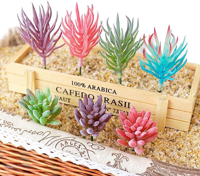 Cayway 21 PCS Multicolor Plastic Succulent Plants, 3 Styles, Mixed Faux Succulents for Home Decor, Indoor/Outdoor Use