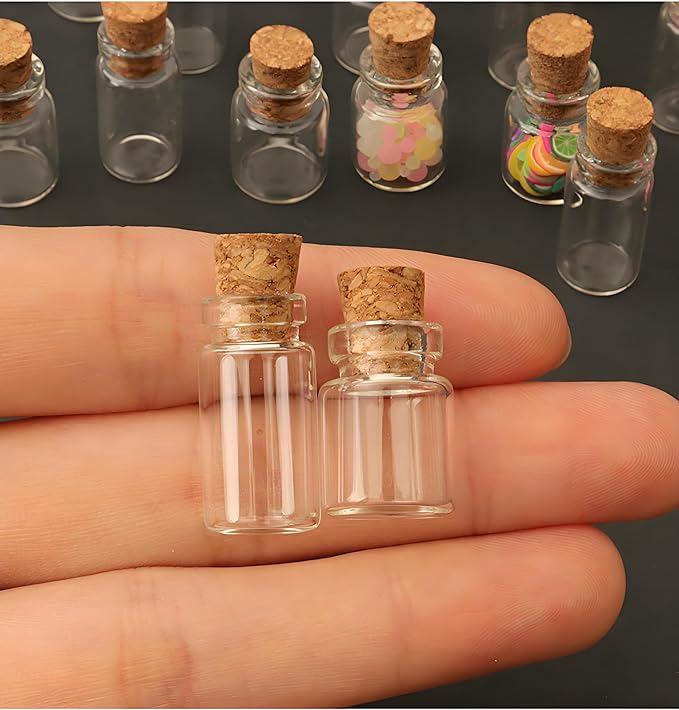10 Pcs Miniature Glass Jar Set – 1:12 Scale Dollhouse Bottles with Cork Lids, Empty Canisters for Kitchen & Restaurant Scene, DIY Food Storage Containers, Dollhouse Accessories & Home Decor