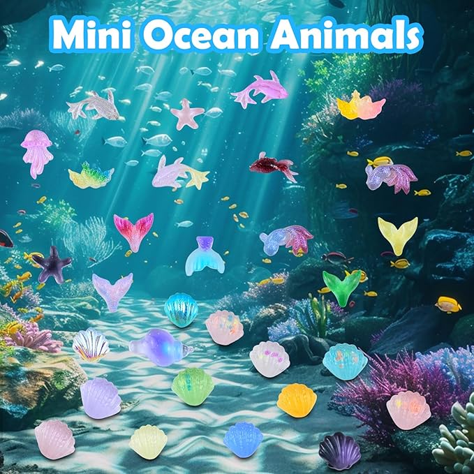 200 Pcs Mini Resin Ocean Animals Miniature Plastic Fish Aquarium Decorations Tiny Sea Animal Variety Figurines to Hide for DIY Crafts Fairy Garden Dollhouse Micro Landscaping Fish Tank