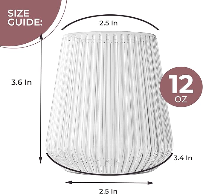 Exquisite 48 Pcs Unbreakable Stemless Plastic Wine Glasses Disposable Wine Glasses Stemless 12 Oz Ribbed Plastic Cups Reusable Clear Party Cups Disposable Cocktail Glass For Weddings & Events