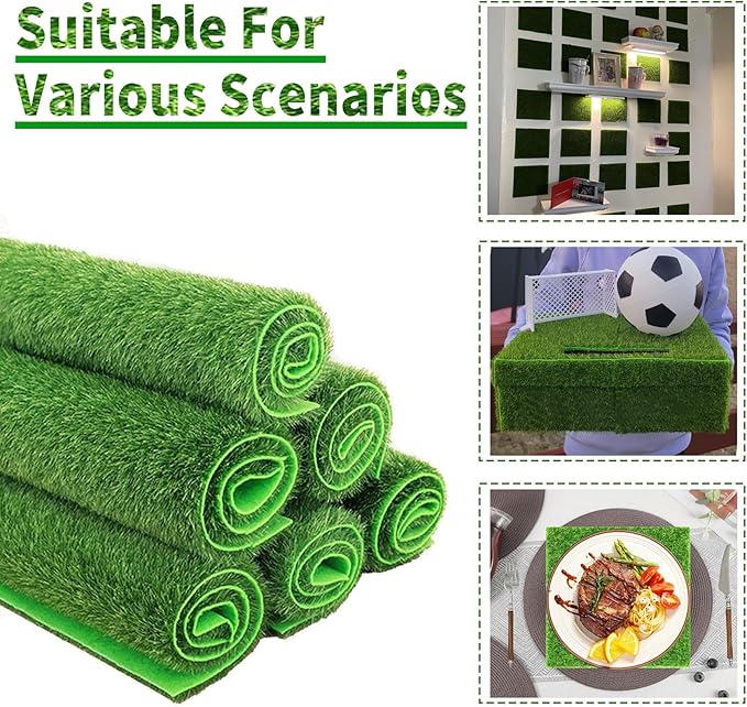 12 Packs 6 X 6 Inch Fake Grass Decor for Crafts, Artificial Grass for Miniature Ornament Projects, Model Turf Grass for DIY Fairy Garden Accessories and Decor Kit
