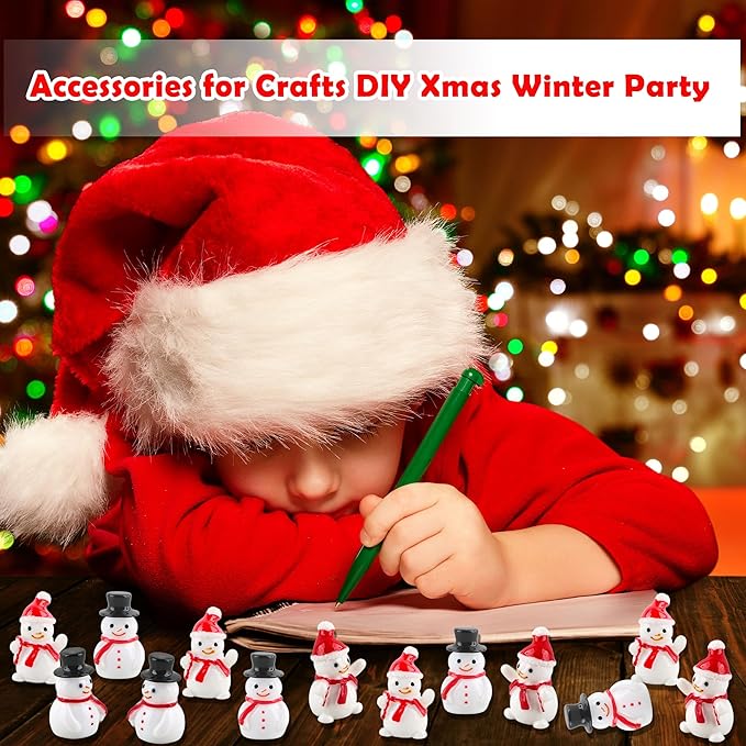 80 Pcs Mini Snowman Figurines Miniature Christmas Snowmen Tiny Resin Xmas Decoration for DIY Crafts Christmas Micro Landscape Dollhouse Accessories, 2 Styles