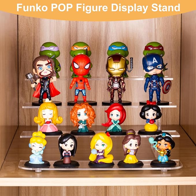 4 Tier Acrylic Display Risers, Perfume Organizer Stand, Clear Shelf Risers for Figures, Dessert Shelves for Party, Funko POP Shelves, Cupcake Stand Holder Decoration