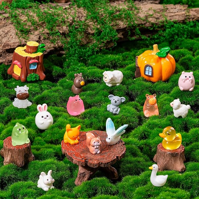 43pcs Mini Resin Animal 43 Styles Tiny Resin Animals Miniature Little Small Animal Figures for Fairy Garden Accessories, Dollhouse Decorations, DIY Miniature Scenes, Birthday Party Favors