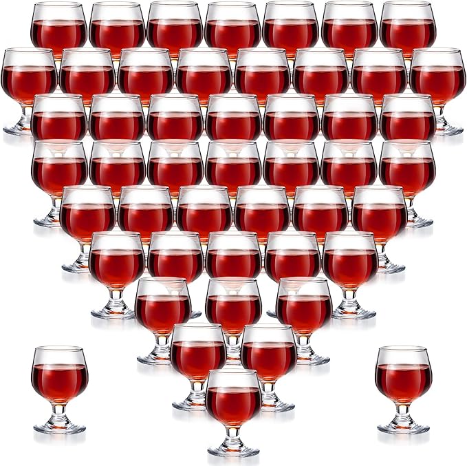 Meanplan Cute Shot Glasses Mini Snifters Cognac 1.7 oz Cups Brandy Snifter Mini Wine Snifters Glass Dinnerware Set for Whiskey Juice Vodka Sherry Champagne Brandy Wine Party Supplies(48 Pieces)