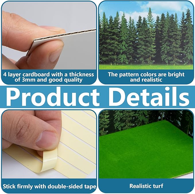 codree 4 Pcs Jungle Style Diorama Box and Fake Grass Decor, Rainforest Diorama Supplies Project Box Set, Cardboard Diorama Kit & Artificial Grass with Double Sided Tapes for DIY Crafts Toys Dollhouse