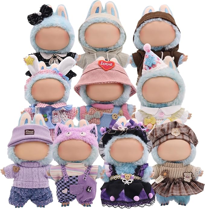 10-Pack Doll Clothes for Labubu, Doll Outfit/Clothes Set Accessories Designed for 15 & 17cm Labubu