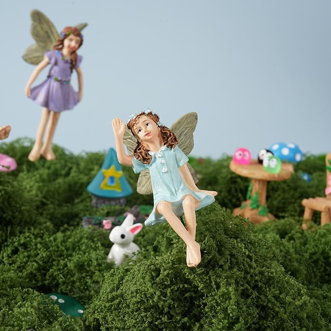 101 Pcs Resin Miniatures Figures Fairy Garden Kit, Fairy Garden Accessories Outdoor for DIY Dollhouse Micro Landscape