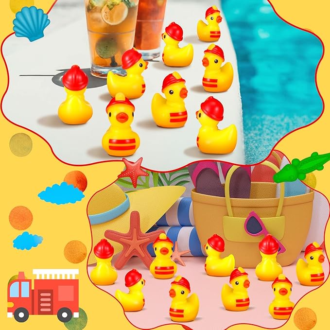 100 Pcs Themed Ducks Resin Ducks Resin Party Decorations for Crafts Making DIY Miniature Landscape Micro Decor Gifts (Firefighter)