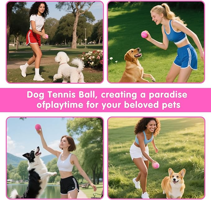 PHOEPET 6-Pack Tennis Balls for Beginner Training Practice- Bulk Dog Balls for Fetch Chew Toys(Pink)