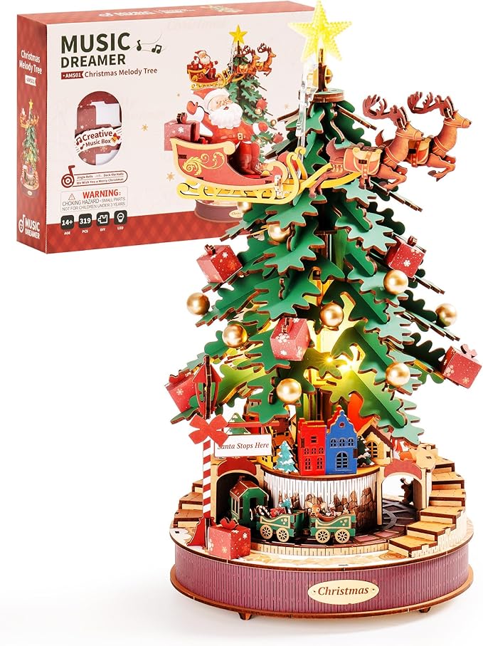 Rowood 3D Puzzle Miniature House Kit,Wooden Music Box Model Kit,DIY Miniature Dollhouse Kits for Adults to Build,Collectible Building Home Decor,Gift for Adults on Christmas Birthday - Melody Tree