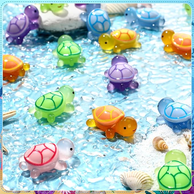 36 Pcs Luminous Large Turtle Glow in The Dark Resin Turtle Resin Sea Animal Miniature Glow in The Dark Figurines Statue for Micro Landscape Fairy Garden DIY Craft Decor