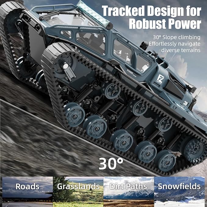 XINGRUI 1:16 Scale Remote Control Car Military Crawler Off-Road RC Tank with 4WD, Adjustable Speed/Steering, 2 Batteries & Openable Doors – All-Terrain RC Truck for Kids Adults, Birthday Gifts