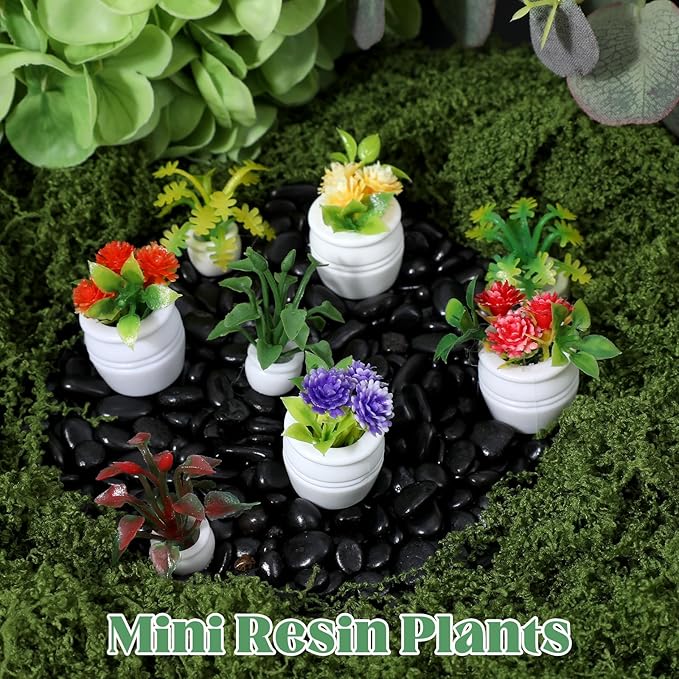 14 Pcs Miniature Dollhouse Plants Accessories for Doll House Tiny Fake Greenery Bonsai Ornament Crafts, Mini Artificial Plants, Dollhouse Plant for Doll House Decoration and DIY