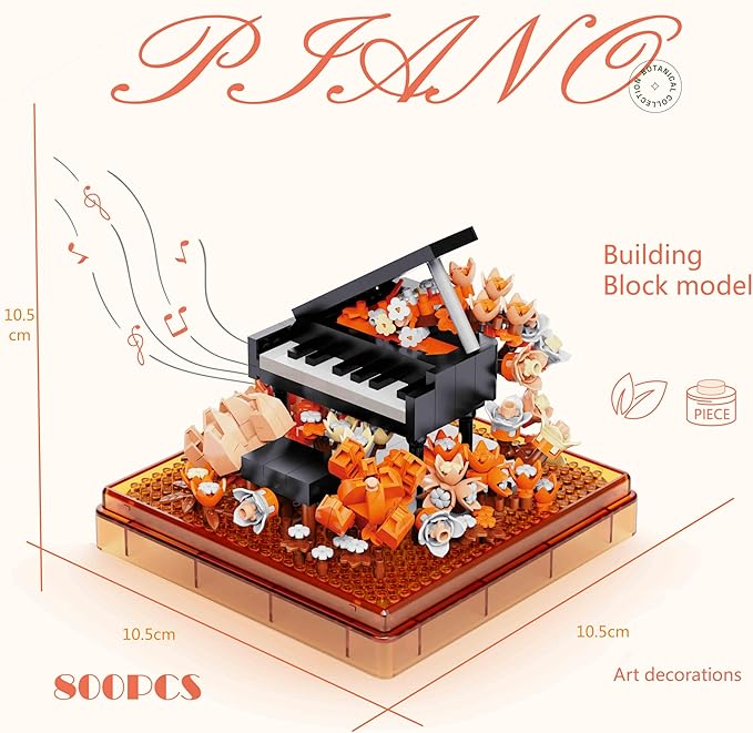Kadablk Musical Instruments Micro Blocks Building Sets,Classical Famous Building Block Set,1500 PCS for Adults and Kids,Piano and Saxophone with Clear Plastic Cover