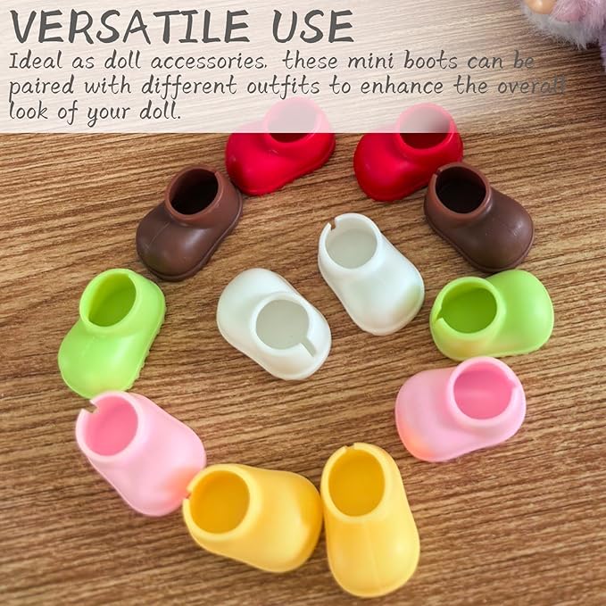 8 Pair 17cm Doll Shoes - Fashionable Mini Boots for 6.7in Dolls, Assorted Colors, PVC Material,Doll Accessories