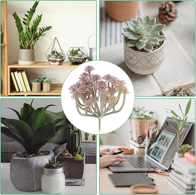 PATIKIL Mini Artificial Succulent Plants, Fake Succulents Plant Unpotted Realistic Textured Succulents for Home Garden Decoration, Purple