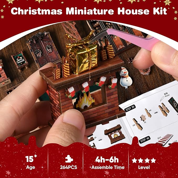 Book Nooks for Adults, DIY Miniature Dollhouse Book Nook Kit, Model Kits Craft Kits for Adults with Led Light and Music Mechanism, Adult Craft Kits Gifts for Family and Friends