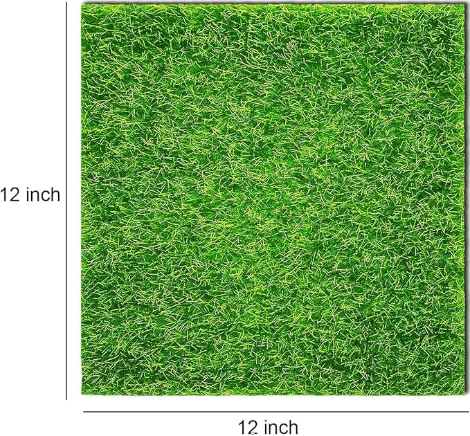 6 Pack Fairy Garden Grass 12 x 12 Inches Miniature Artificial Craft Grass for Dollhouse Ornament DIY Decoration