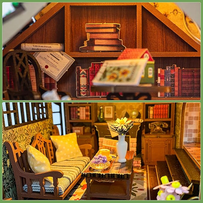 Miniature House Kit, Tiny House Kit with LED, DIY Mini House Building Kits for Adults to Building, Unique Gift for Birthday Christmas, Forest L2501