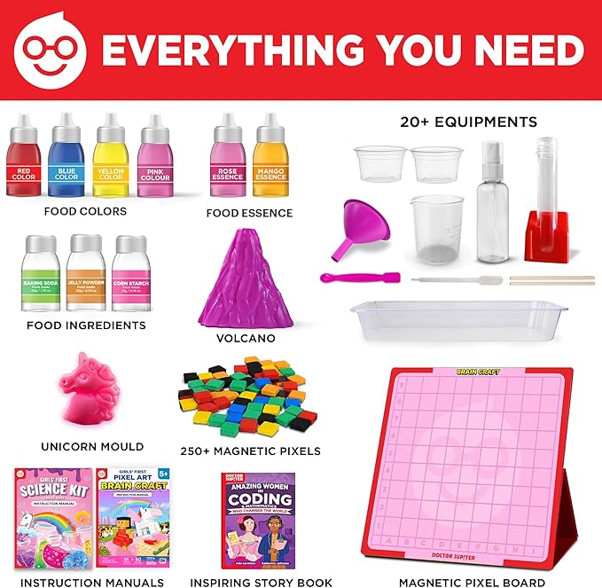 Doctor Jupiter Amazing Science Gift Set | Set of ‘Girls’ First Science Kit Starter’, ‘Brain Craft’ for Kids Ages 5+ | Birthday Gift Ideas, STEM Learning & Educational Toys for 5-6-7-8 Year Old Girls