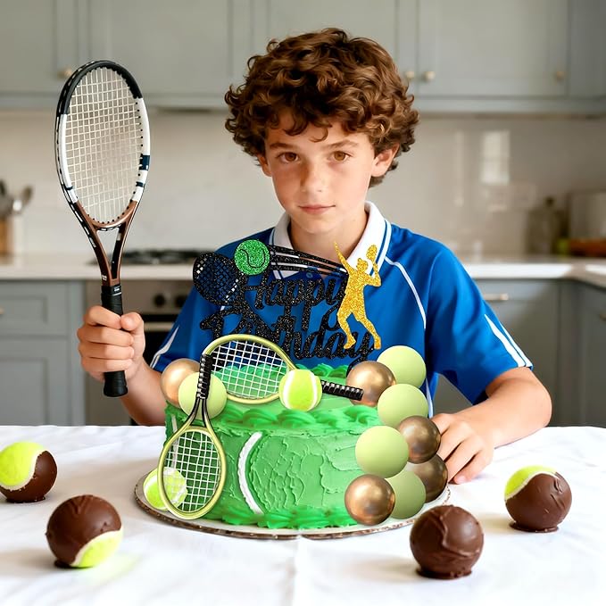 Tennis Cake Decoration Sports Happy Birthday Party Decorations Sport Tennis Birthday Cake Decorations Player for Sport Baby Shower Bridal Shower Wedding Party Supplies