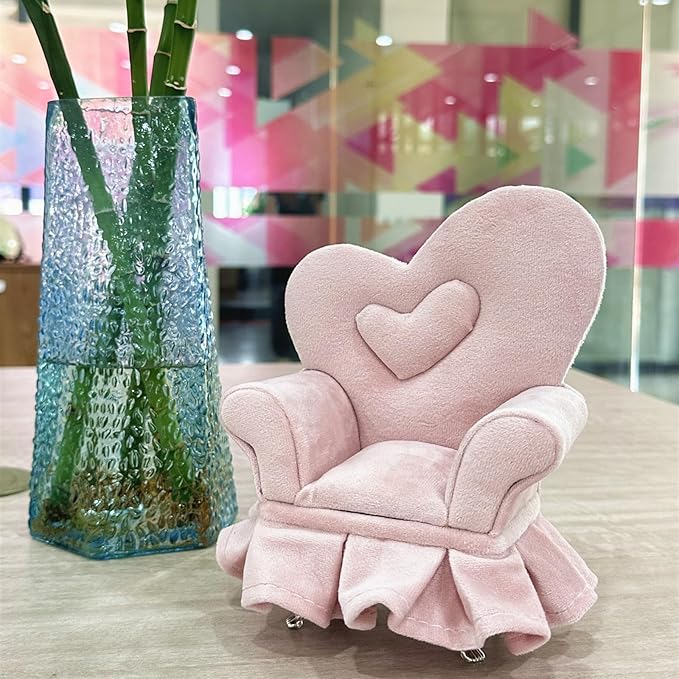 Openable Sofa Jewelry Box,Miniature Sofa Velvet Chair Earrings Necklace Bracelet Storage Box, Gift for Girls and Women Jewelry Box(Pink)