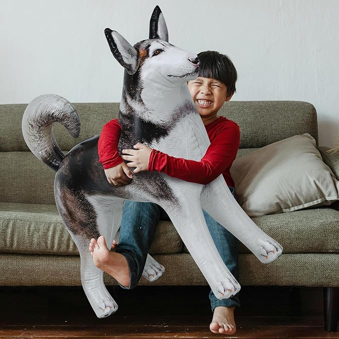 Jet Creations Inflatable Husky Dog Alaskan Pet Animal 32 inch Long for Party Decoration Gift Stuffed Animals Pool Toy an-Husky, Multi