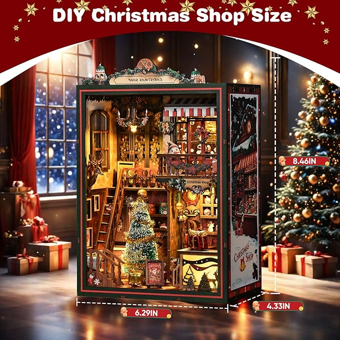 Book Nooks for Adults, DIY Miniature Dollhouse Book Nook Kit, Model Kits Craft Kits for Adults with Led Light and Music Mechanism, Adult Craft Kits Gifts for Family and Friends