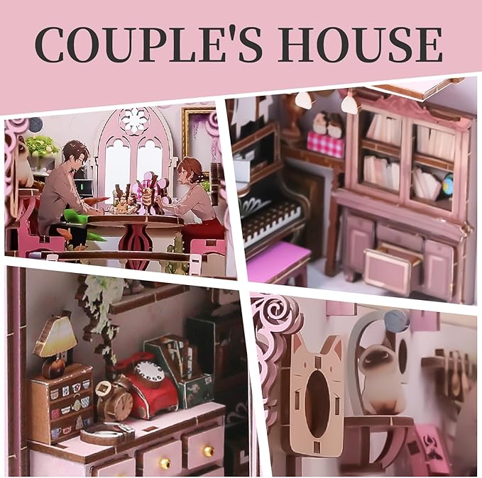 Booknook Lovers, DIY Miniature Dollhouse Booknook, Tiny House Bookshelf Decor, 3D Wooden Puzzle Bookend Bookshelf for Adults, Teens, and Beginners
