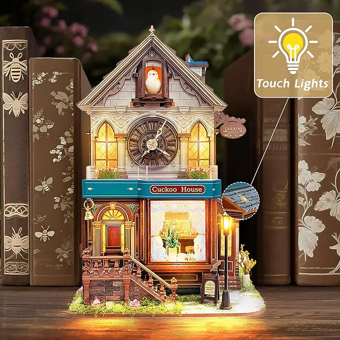 Book Nook Kit for Adults and Teens, DIY Miniature House Kit with Led Light, 3D Wooden Puzzles for Adults, Wood Gifts for Family and Friends(Cuckoo House)