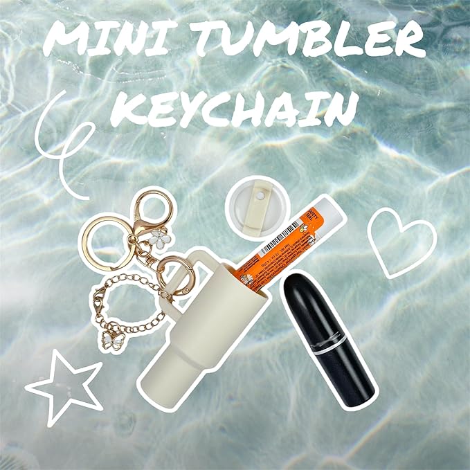 ERTUNA Mini Tumbler Keychain Accessories for Stanley Cup, 2 Way Cute Charms Chapstick Lip Balm Holder for Women Purse Handbag