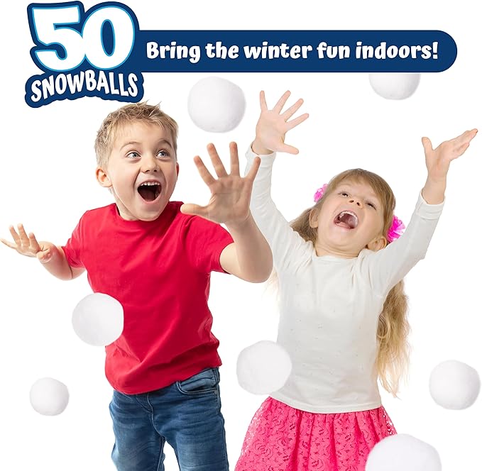 50 Pack Fun Fake Snowball for Kids 2 Inches - Artificial Snowballs Bulk for Indoor and Outdoor - Snow Ball for Decorations, Winter Toy Games Fights - Fun Christmas Party Activities
