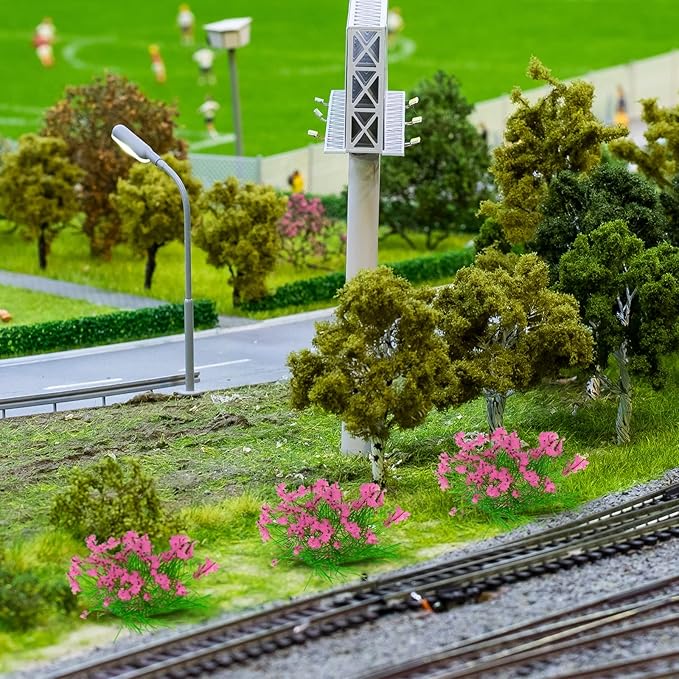 5Pcs Assorted Color Flower Clusters for Miniature Landscapes, Static Grass Tufts for Dollhouse, Railway, and Diorama Decor