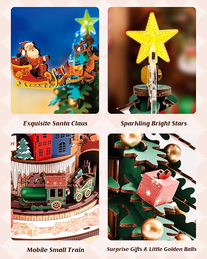 Rowood 3D Puzzle Miniature House Kit,Wooden Music Box Model Kit,DIY Miniature Dollhouse Kits for Adults to Build,Collectible Building Home Decor,Gift for Adults on Christmas Birthday - Melody Tree