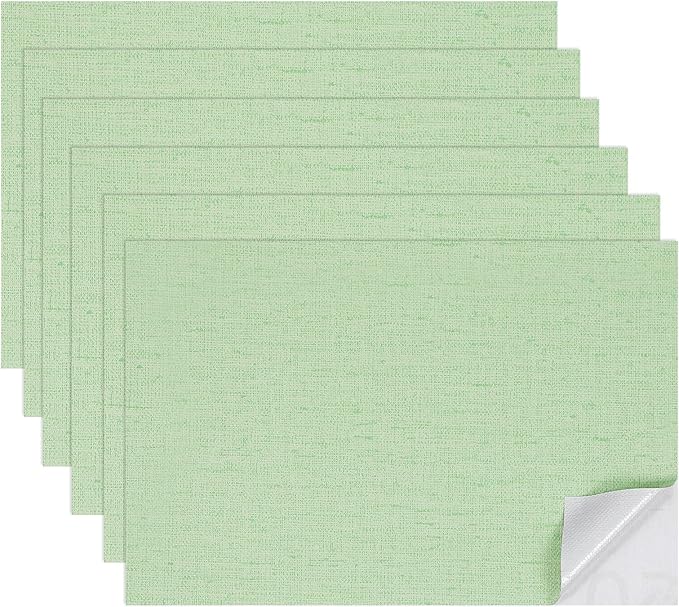 uxcell 6 Sheets Miniature Dollhouse Wallpaper, Linen Texture Self-Adhesive PVC Flooring Wall, Mini Wall Decor for Dollhouse Sand Table Model Accessories 11.81 x 7.87 Inch (Light Green)