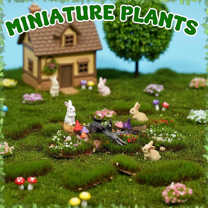 Warmtree 1 Box Static Grass Bushy Tufts Lowland Shrubs Scenery DIY Miniature 3D Tree Branches and Mushroom for Train Landscape Scenery Military Layout Model War Gaming Terrain (Summer Green)