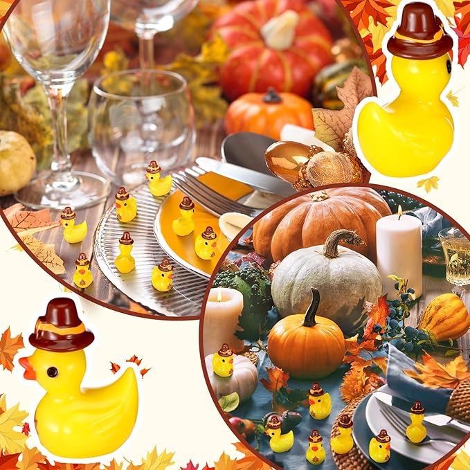 100 Pcs Themed Ducks Resin Ducks Resin Party Decorations for Crafts Making DIY Miniature Landscape Micro Decor Gifts (Maple Leaf)