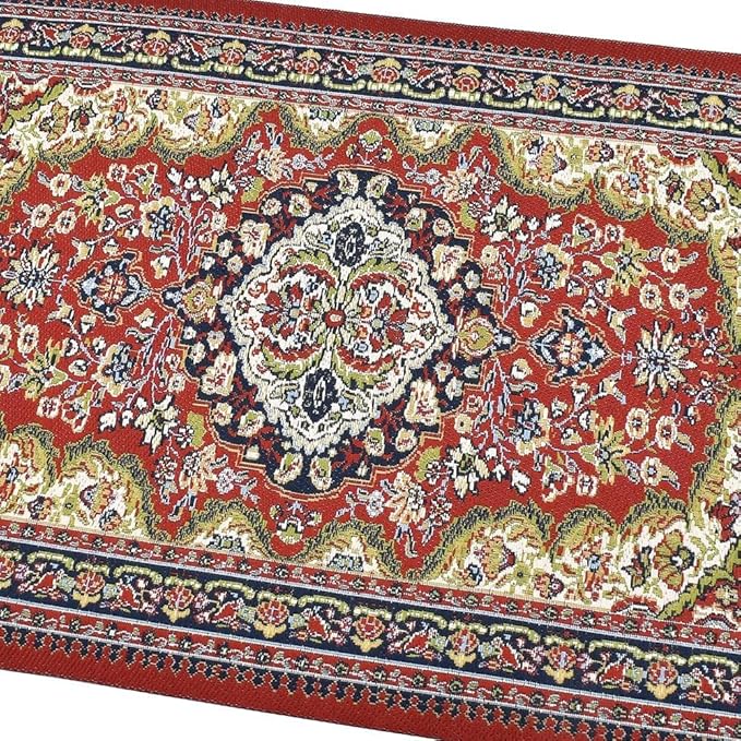 iLAND Miniature Dollhouse Accessories Vintage of Woven Dollhouse Rug 9.4” x 5.7” 9.2" x 1.8" for Dollhouse Furniture on 1/12 Scale and Dolls 3” - 12” (2pcs Love)
