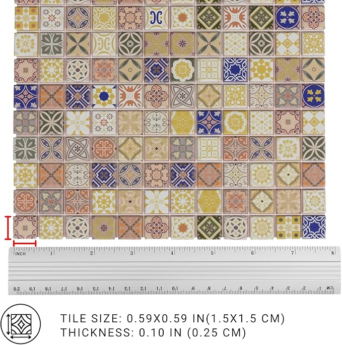 150 pcs, Dollhouse Flooring, 1:12 Scale Doll House Tiles, Miniature Checkerboard Floor, REDUCIO! (Yellow and Blue)