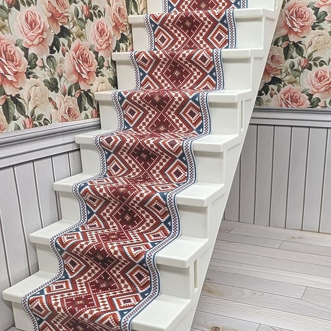 Self-Adhesive Carpet with Real Textile Structure for Dollhouses Scale 1:12 (Ethno Pattern 1)