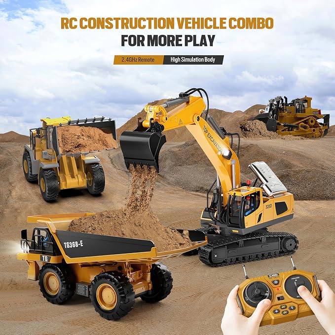 Metal RC Wheel Loader Toy | 9-Channel Remote Control Construction Truck with Realistic Lights & Sounds, 1:20 Scale Rechargeable Vehicle for Boys Ages 3-12, STEM Engineering Gift for Kids 2025