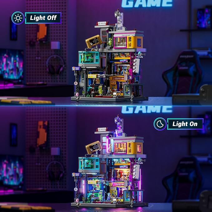 Lumibricks Cyberpunk Game Stack Lighting-Building-Bricks Set - Cyberpunk Neon City Future Gaming Room Street View Collection LED Light Model Set 2580 Pcs for Adults and Sci-fi Lovers