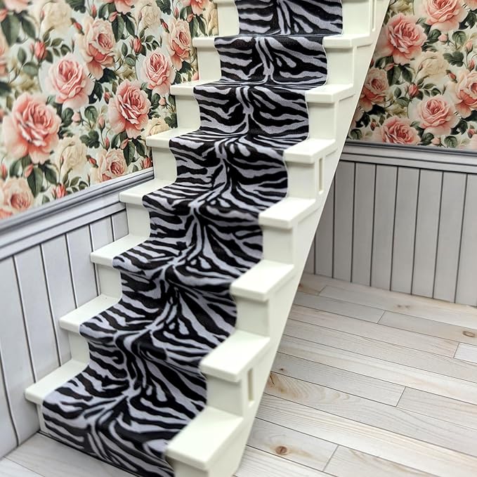 Self-Adhesive Carpet with Real Textile Structure for Dollhouses Scale 1:12 (Zebra Pattern)