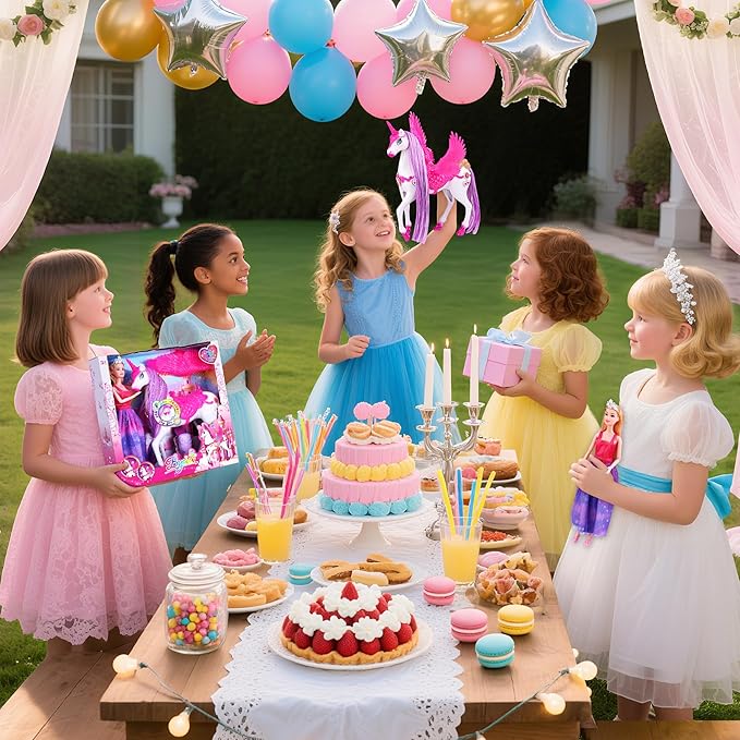 Baljinder Magic Unicorn & Princess Doll, Light-Up Unicorn Toys for Girls 3-6, Christmas Birthday Gifts for Kids Girls Aged 3 4 5 6 7 8