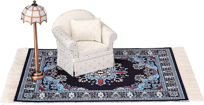 Dollhouse Sofa Armchair Upholstered, Miniature Living Room Furniture Chair, Fabric, Accessories for 6 inch Dolls, 1/12 Scale