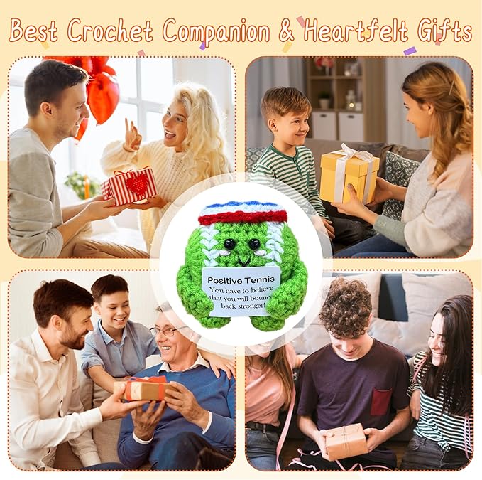 Fouliki Handmade Crochet Tennis,Birthday Gift for Fans and Friends,Emotional Support Gifts for Tennis Enthusiast,Custom Gift for Men and Women Ball Players,Funny Desk Decor