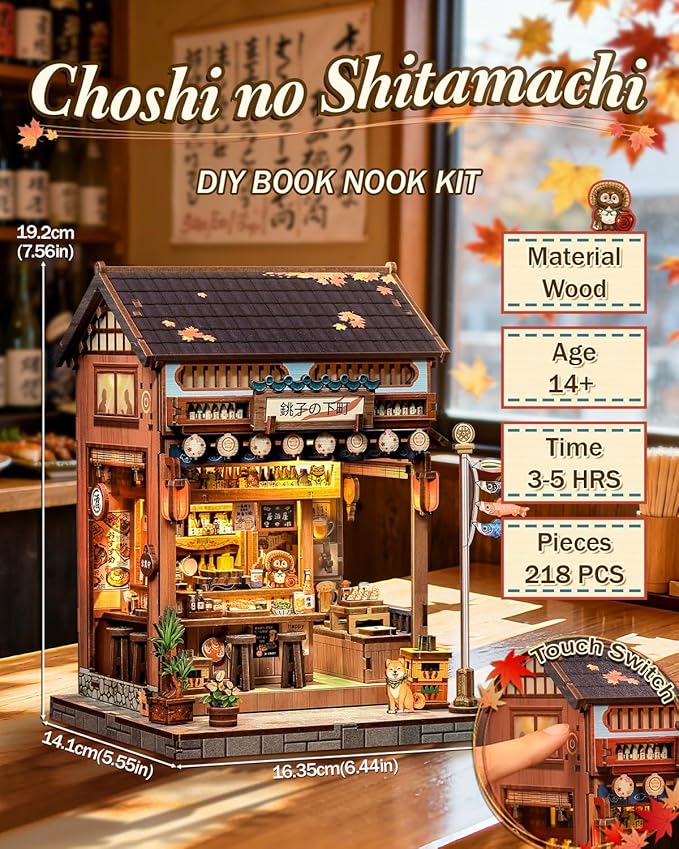 Book Nook Kit, DIY Miniature House Kits for Adult and Teens, Dollhouse Tiny Booknook Garden House Bookshelf, DIY Craft Gifts for Family and Friends