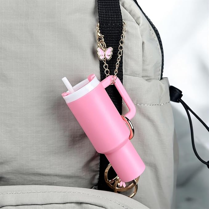 ERTUNA Mini Tumbler Keychain Accessories for Stanley Cup, 2 Way Cute Charms Chapstick Lip Balm Holder for Women Purse Handbag