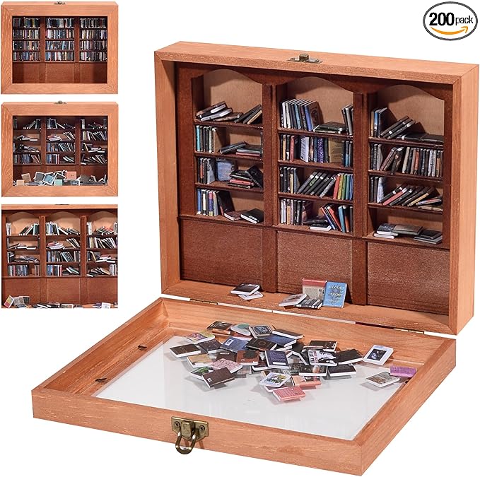 Anxiety Relief Swing Bookshelf – Includes Mini Books, Mindfulness Stress-Free Wooden Anxiety Bookshelf, Suitable for Home and Office Decor, Mini Library & Unique Gift.